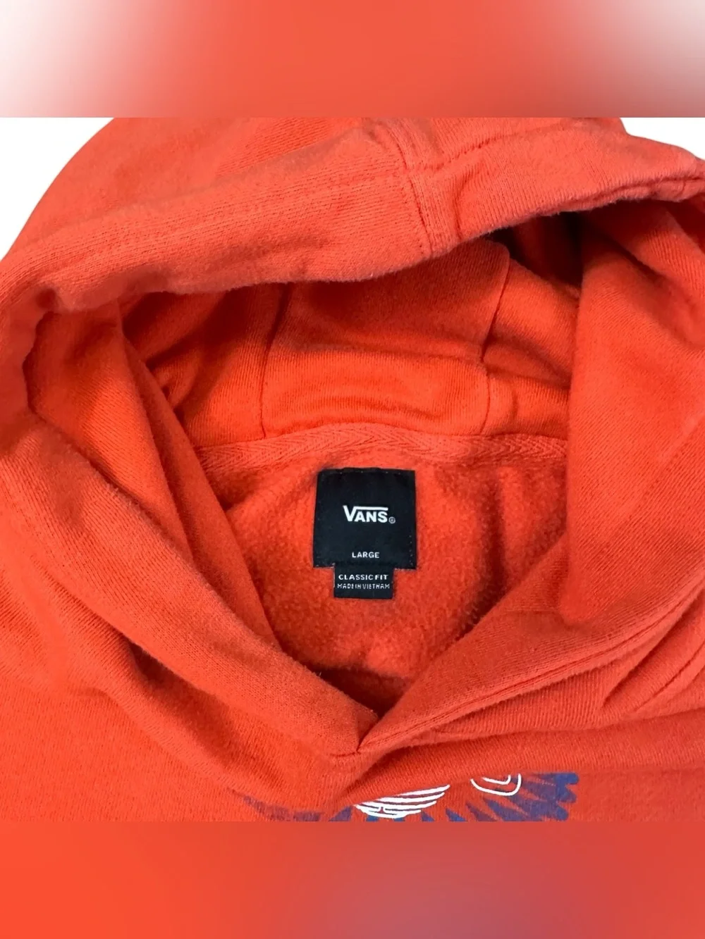 Vans Boys Large Opway Fleece Pullover Hoodie Fiesta Orange Off The Wall